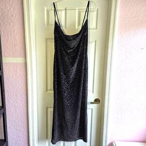 Prettylittlething Full Length Burn Out Velvet Long Dress Size 18 Made In UK‎